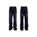 Men's Distressed Flared Jeans - Vintage Grey Cleanfit Denim With Frayed Hem, High Street Micro Bell Bottoms_viptrois.com