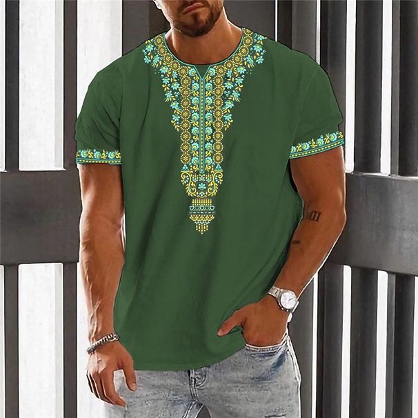 Men's T Shirt Pattern Bohemian Round Neck 3D Printing T Shirt Ethnic Style Casual Comfortable Short Sleeve_viptrois.com