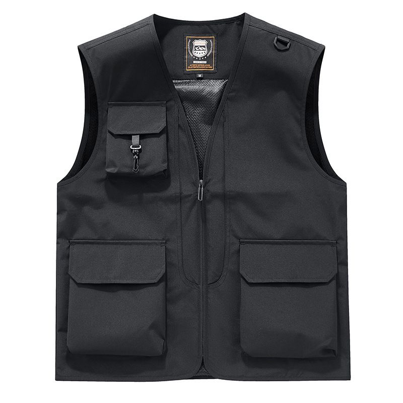 Premium Logo Embroidered Work Vest For Men - Waterproof Outdoor Advertising Jacket, Breathable Corporate Uniform Vest, Adjustable Fit For All Seasons_viptrois.com