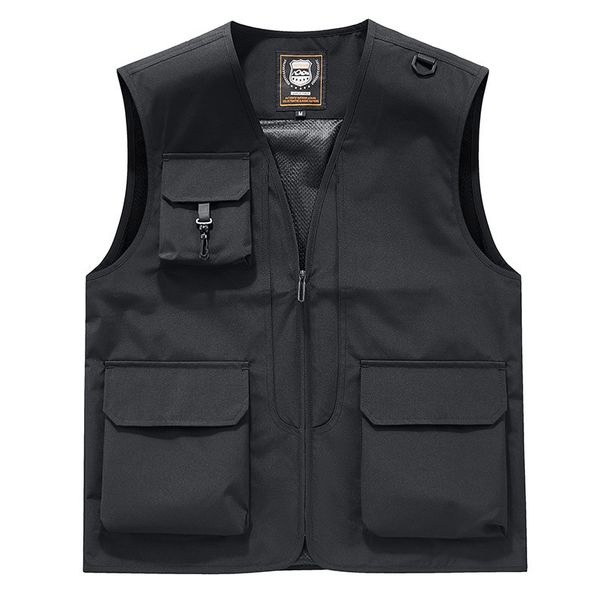 Premium Logo Embroidered Work Vest For Men - Waterproof Outdoor Advertising Jacket, Breathable Corporate Uniform Vest, Adjustable Fit For All Seasons_viptrois.com