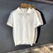 Men's Ivory White Ice Silk Knitted Polo Shirt Comfortable Hollow Out Pattern Short Sleeve Turn Down Collar T-Shirt Summer_viptrois.com