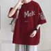 2025 Pure Cotton Plus Size Loose Letter Printed Short Sleeved T-shirt For Men's Summer Half Sleeved Versatile Slimming Clothes_viptrois.com