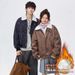 Faux Fur Collar Jacket – Unisex Winter Coat With Thickened Polyester For Streetwear & Campus Style_viptrois.com