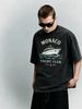 Summer New Washed Short-sleeved T-shirt, Men's Retro Monaco Yacht Club 1987 Anchor Print Youth Loose Casual Street Tee_viptrois.com