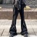 Men's women's autumn and winter urban RO style spiral track twisted large zipper banana trousers black jeans_viptrois.com