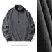 Men's Two-open Fleece Fleece Sweater, Turtleneck Hooded Solid Color Embroidered Jacket Top_viptrois.com