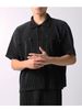 Men's Clothing Men's Tops Spring And Summer Texture Retro Pleated Short Sleeved Loose Black Shirt Suit_viptrois.com