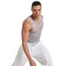 Men's Clothing Mesh Rhinestone Sexy Fishnet See Through Vest Party Nightclub Flash Diamond Top_viptrois.com