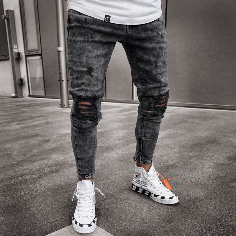 Exclusive Ripped Jeans, Stretch Denim Pants, Men's New Style_viptrois.com