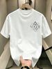 100% Cotton Men Casual T-shirt Geometric Framed VOGUE Text Print Crew Neck Short Sleeve Daily Streetwear Top_viptrois.com
