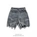 Men's Clothing Straps Washed Distressed Denim Shorts Men's Summer Hip Hop Loose Casual Workwear Shorts_viptrois.com