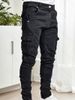 Men's Slim Fit Jeans High Street Casual Distressed Trendy Brand Pants Side Pockets_viptrois.com