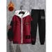 Men's Casual Baseball Jacket & Pants Set - Trendy Two-Piece Streetwear Outfit For Youth - Breathable Polyester Blend - Black/Red/Brown/Green (S-2XL)_viptrois.com