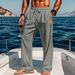 Men's Clothing Four Seasons Thin Beach Leisure Lace Up New Men's Cotton And Linen Drawstring Straight Trousers_viptrois.com