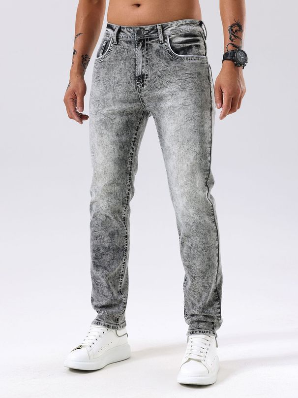Men's Clothing New Denim Trousers Ins Trendy Black Slim Thick Line Denim Pants_viptrois.com