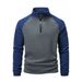 Autumn 2025 European-USA Fashion Outerwear Men's Stand Collar Half Zipper Splicing Long Sleeve Casual Fleece Sweatshirts_viptrois.com