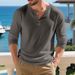 Men's Heavyweight Long Sleeved Ribbed Material Casual Commuter Henley Shirt Autumn American Style Loose Base Layer T-Shirt_viptrois.com