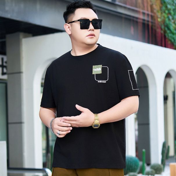 Fat Guy Plus Size Clothing Spring And Summer New Solid Color Round Neck Short-sleeved T-shirt Men's Clothing Versatile Thin Dad Middle-aged T-shirt_viptrois.com