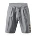 Men's Clothing Summer Men's Loose American Linen Beach Casual Button Solid Color Five Point Sports Shorts Men_viptrois.com