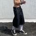 Men's Clothing Denim Shorts Loose Washed Cut Five Point Casual Pants_viptrois.com
