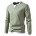 Monochrome Man- 2025 New Men's Solid Color Henley Neck Long Sleeve T-Shirt Spring Autumn Casual Base Shirt Cotton Breathable Comfortable_viptrois.com