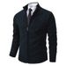 Men’s Fleece-Lined Stand Collar Knit Cardigan – Slim Fit Zip-Up Sweater For Winter (Sizes M-3XL)_viptrois.com