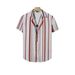 Men's Stylish 3D Digital Print Short Sleeve Shirt, Trendy Striped Casual Shirt For Summer, Comfortable & Breathable Fabric _viptrois.com