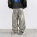 Men's Clothing Retro Flame Stitching Wide Leg Jeans Y2k Hip Hop Punk Raw Edge Embroidery Jeans_viptrois.com