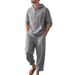 Men's Linen Hooded Shirt And Pants Set - Casual Loose Fit Beachwear For Spring & Fall - Breathable Long Sleeve Top With Relaxed Fit Trousers_viptrois.com