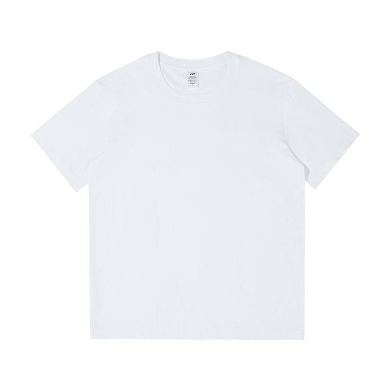 A Man In A Pure Cotton Short-sleeved T-shirt, A Loose And Casual Round-neck Solid-color Base Shirt_viptrois.com