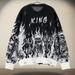 Andre Skull Jacquard Sweater – Oversized Unisex Crewneck Knit, Trendy Couple’s Pullover, 100% Polyester, Gothic Streetwear For Men & Women_viptrois.com
