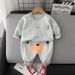 Spring And Autumn Baby Suit Bear Striped Suit High Waist Pp Pants Children's Coat Pants Two Piece Suit Trendy Split Suit_viptrois.com