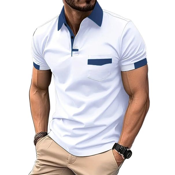 Sommer Herren Kurzarm T-Shirts Einfarbig Poloshirt Atmungsaktiv Lose Basic Shirts Für Männer Leichte Tops Mit Taschen_viptrois.com