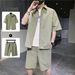 Men's Clothing Short Sleeved Shirt Shorts Trendy Suit Student Teenager Casual Two Piece Suit_viptrois.com