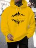 Men's Autumn And Winter Casual Fashionable Loose Hooded Sweatshirt With Mountain Reflection Pattern Printed Warm Long Sleeved Pullover_viptrois.com