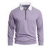 2026 Men's Collarless Half-Zip Waffle Shirt Casual American Loose Color-Plaid Sweatshirt For Men_viptrois.com