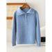 Nordmann Autumn Winter Children's Cashmere Turn-Down Collar Pullover Knit Unisex Half-Zip Mid-Large Kids Base Shirt Sweater_viptrois.com