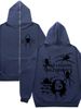 Dark Style Printed Loose Hooded Cardigan Full Zip Sweatshirt Men Trendy Handsome Internet Celebrity Personality Hip Hop_viptrois.com