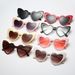Heart-Shaped Sunglasses For Women - Large Red Frame (UV Protection, Slimming Face Effect)_viptrois.com