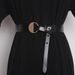 Fashionable semi-circle buckle knotted wide belt women's decorative dress with skirt waist versatile pure cow leather belt_viptrois.com