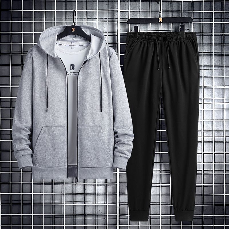 Men's Clothing Sports Suit Men's Autumn And Winter Thin Tops Men's Casual Versatile Lapel Cardigan Sweater Two Piece Suit Trendy_viptrois.com