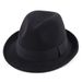autumn and winter new style small hat with brim, black classic British style jazz hat, ladies woolen hat, felt hat_viptrois.com
