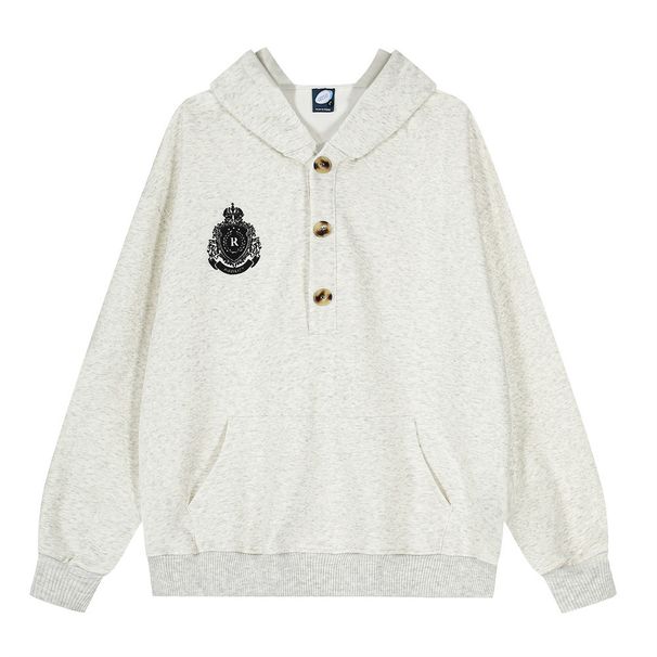 Spring And Autumn Hooded Sweatshirt For Men, Loose Fit With Badge Embroidery, Vibe American Street Fashion, Button_viptrois.com