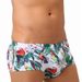 UXH White Floral Bird Print Fashion Trend Men's Boxer Swim Trunks Fresh Beach Four-Corner Swimming Shorts_viptrois.com