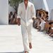 Men's Linen Workwear Style 2-Piece Set - Breathable Long Sleeve Shirt And Relaxed Fit Pants For Casual & Outdoor Wear_viptrois.com