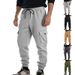 Men's Clothing Autumn And Winter Plus Velvet Heavy Drawstring Loose Casual Sports Multi Pocket Workwear Trousers_viptrois.com
