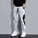 Men's Clothing Velvet Pants Autumn And Winter New Thick Warm Fashion Stitching Contrast Color Trend Embroidery Cuff Sweatpants_viptrois.com