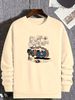 Men's Loose Casual Fashionable Cartoon Car Pattern Printed Round Neck Long Sleeved Sweatshirt For Autumn And Winter_viptrois.com