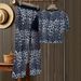 Animal Print Short Sleeve T-Shirt And Straight Leg Pants Lounge Set, Casual Two Piece Outfit For Women, Comfortable Daily Wear_viptrois.com