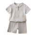 Toddler Boys Clothing Summer Simple Chinese Style Cotton And Linen Thin Breathable Suit Boys And Girls Short Sleeve Shorts Two Piece Set Loose_viptrois.com